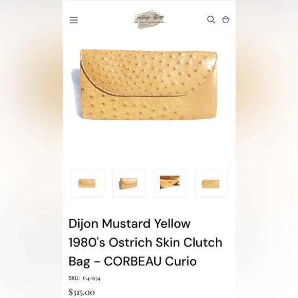 NWT Vintage Corbeau Curio Ostrich Kisslock Clutch - Picture 10 of 11